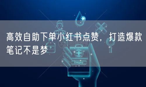 高效自助下单小红书点赞，打造爆款笔记不是梦