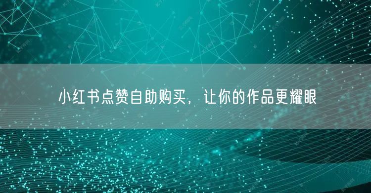 小红书点赞自助购买，让你的作品更耀眼