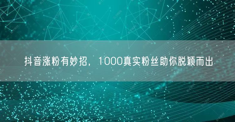 抖音涨粉有妙招，1000真实粉丝助你脱颖而出