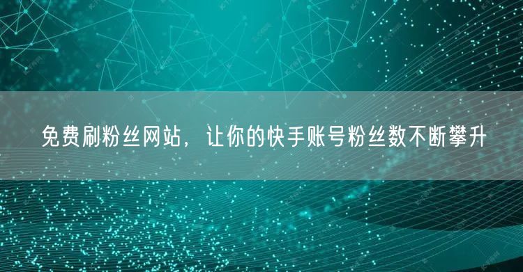 免费刷粉丝网站，让你的快手账号粉丝数不断攀升